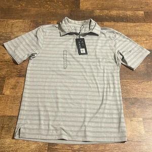 Walter Hagen fine line textured stripe polo monument gray white golf shirt
